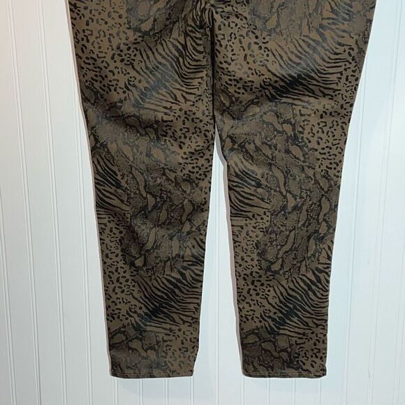 Chico’s Coated Animal-Print Jeggings Women’s Size 16 Brown High Rise Stretch - Picture 8 of 10